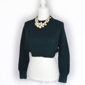 TOPSHOP Dark Green Crop Sweater Size US 8